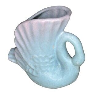 VTG Rosemeade Swan Vase  Aqua Blue Purple Tipped Matte MCM 1940-1960 N. Dakota